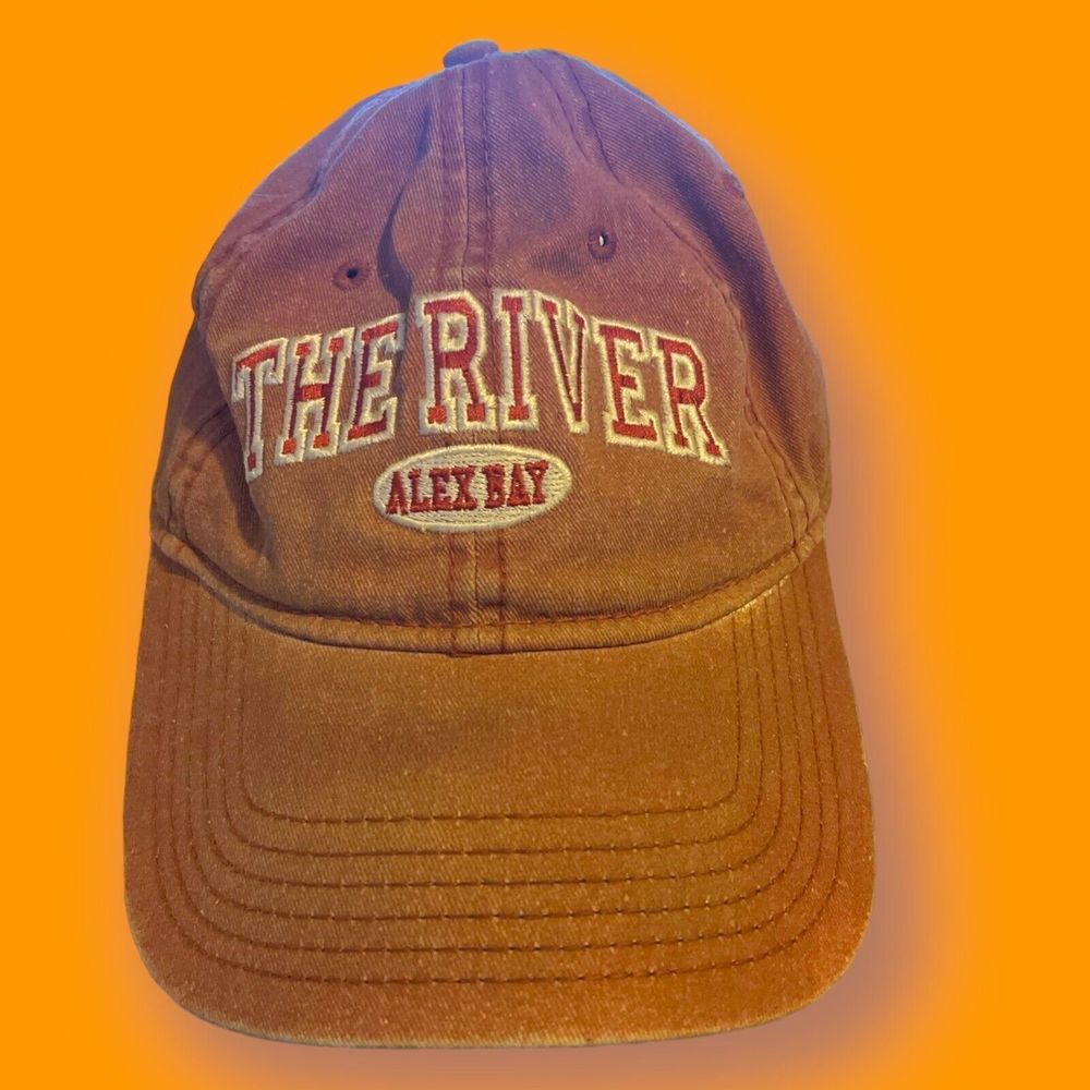 The River Alex Bay Alexandria NY New York Adjustable Brown Baseball Hat Cap VTG